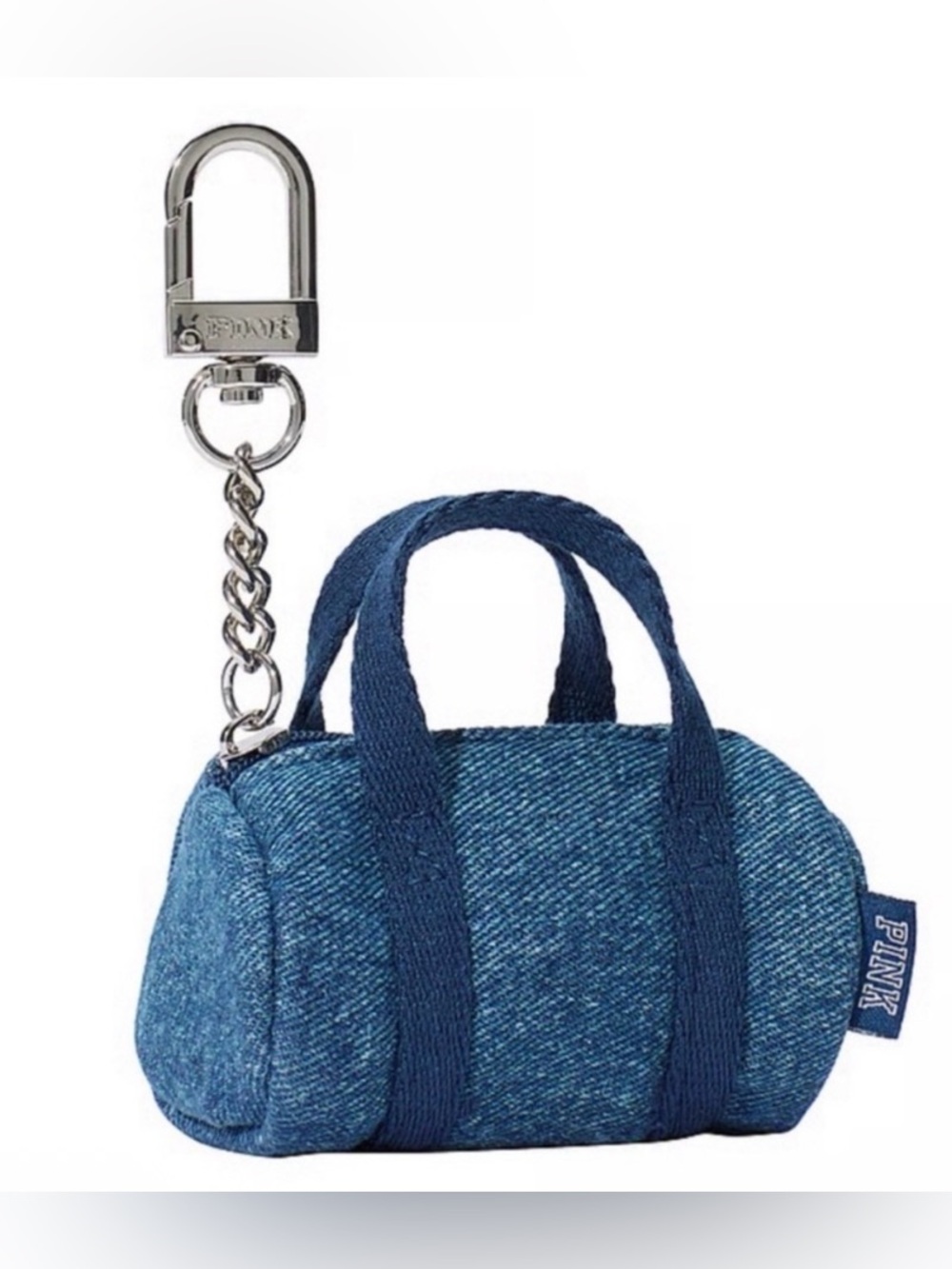 PINK by Victoria’s Secret Denim Mini Duffle Keychain/ Bag Charm NWOT